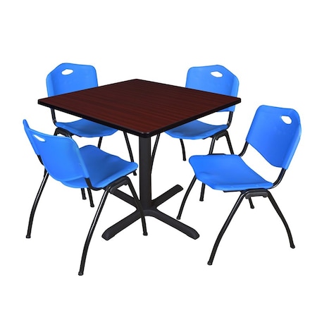 Cain Cain Square Table & Chair Set, Wood, Metal, Plastic Top, Mahogany TB4242MH47BE